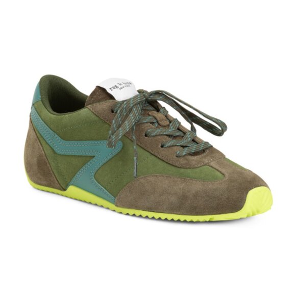 NEW RAG & BONE Suede Retro Runner Slim Ultra Sneakers in green for women 725 10m - Picture 4 of 9